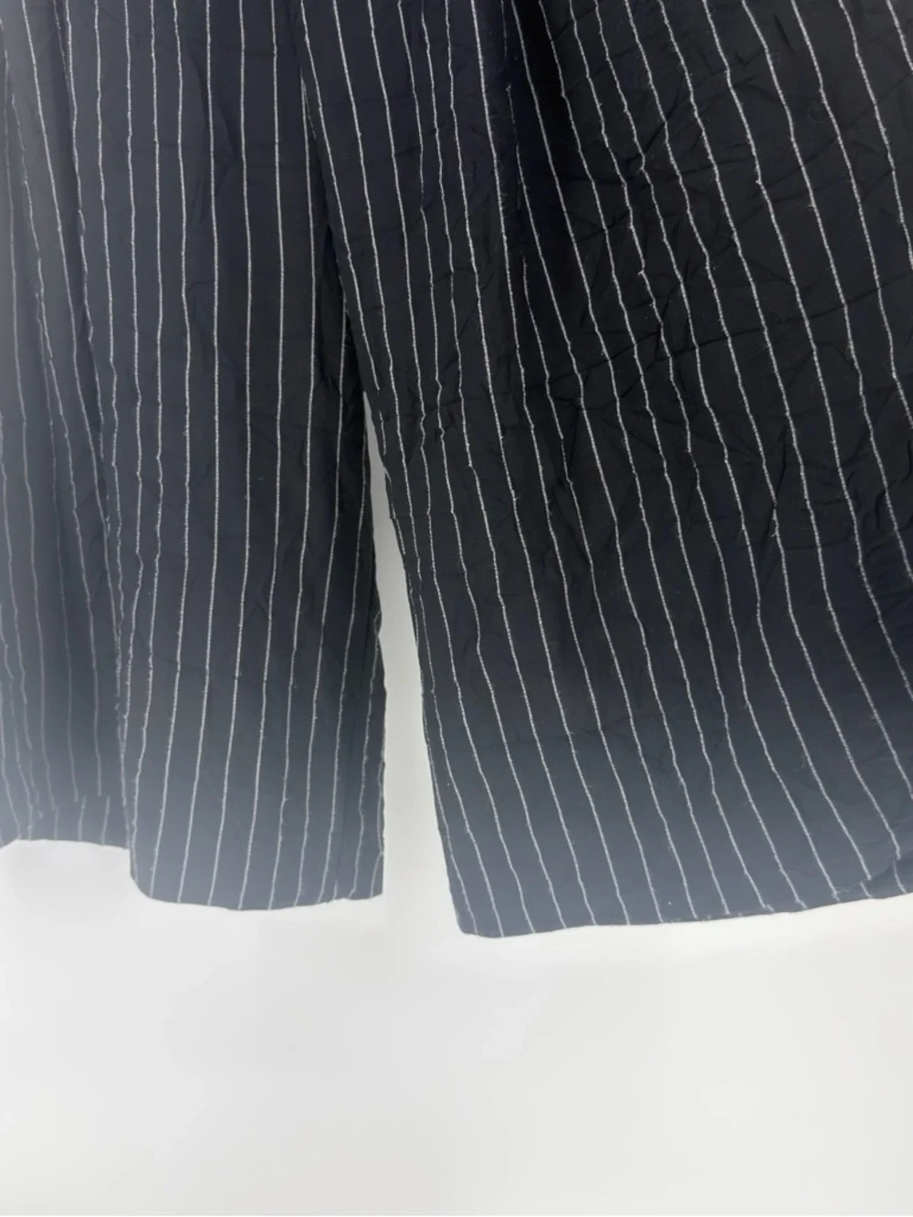 Alembika Culotte‎ Wide Leg Pants Black Pinstripe Elastic Waist Size 3 (Large)